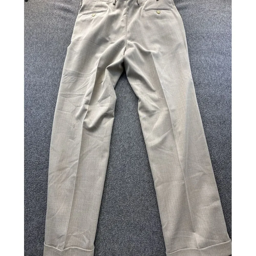 Ralph‎ Lauren Pants Mens 38Wx32L Dark Beige Khakis Pleated Front Cuffed Pockets